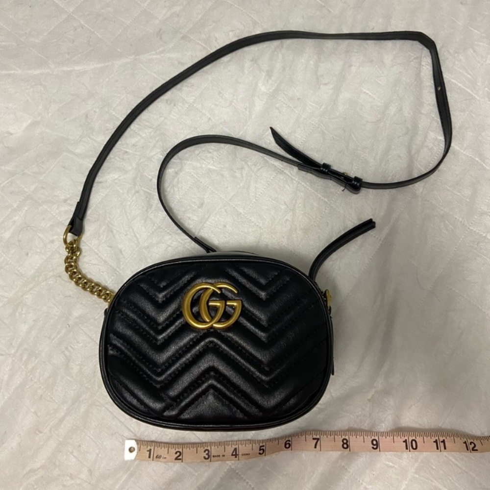 Black embossed Marmont style crossbody